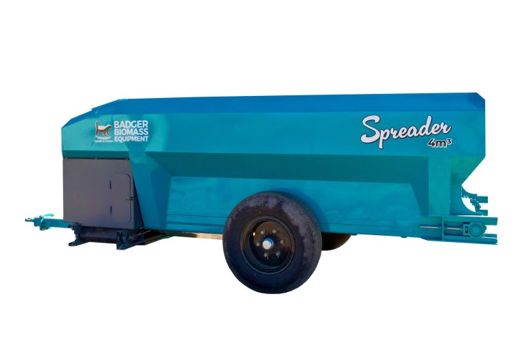BADGER Spreader | Machine for applying mulch, gravel, fertilizer, and other materials.